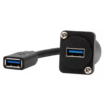EXSYS EX-49165 D-Typ ενσωματωμένη USB-A υποδοχή θηλυκή σε υποδοχή θηλυκή καλώδιο αντάπτορας, USB 3.2 Gen 1, 20 cm