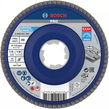 Bosch X-LOCK δίσκος λείανσης με φυλλαράκια 115 mm G 60 για μέταλλο, γωνιακός, X571 Best for Metal 2608621763