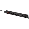 Renkforce RF-4604248 Πολύπριζο ράγας 19 ίντσες 1U με 8 πρίζες Schuko, διακόπτη, καλώδιο 2m, μαύρο