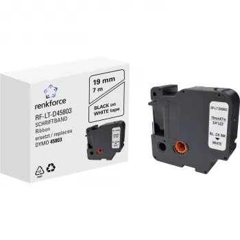 Renkforce RF-LT-D45803 Συμβατή κασέτα ταινίας σήμανσης DYMO D1, 19 mm, λευκό/μαύρο, 7 m RF-6027838