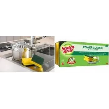 Scotch-Brite Classic Σφουγγάρι κατσαρόλας, συσκευασία 3 τεμ., εξαιρετικά ισχυρή ίνα, λωρίδα λαβής φιλική στα νύχια 34-2000-0254-0