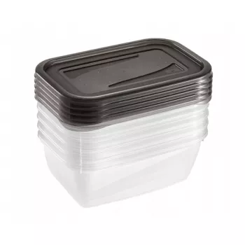 keeeper fredo fresh σετ δοχείων αποθήκευσης τροφίμων, 5x 0,5 L, ορθογώνια, διαφανή με γκρι καπάκια 3067282700000