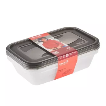 keeeper fredo fresh Σετ δοχείων αποθήκευσης, 3 x 2,4 L, ορθογώνια, διαφανή με γκρι καπάκια 3067982700000