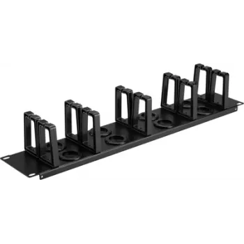 Renkforce RF-7116968 19 ιντσών Rack Πάνελ διαχείρισης καλωδίων 2U 360° περιστρεφόμενα στηρίγματα καλωδίων Μαύρο
