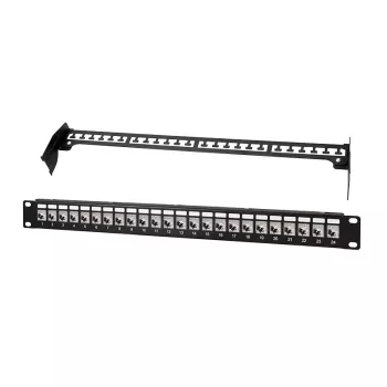 LogiLink PrimeLine Patch Panel 24 Θυρών θωρακισμένο Cat.6A Keystone, 19 ίντσες 1U, Μαύρο (RAL9005), 24x μονάδες Keystone περιλαμβάνονται NK5001