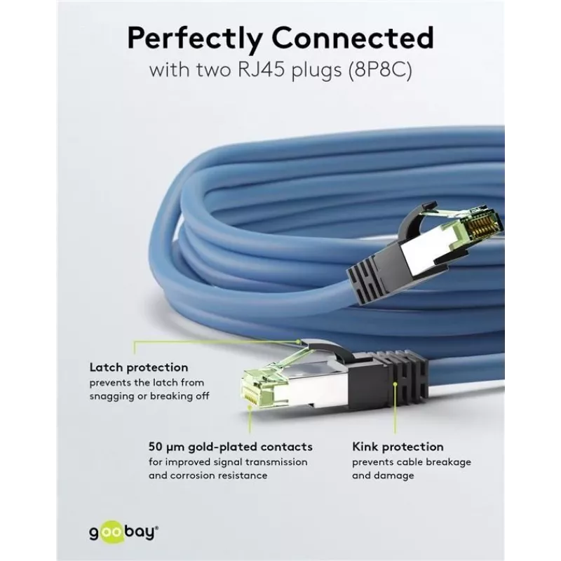 Wentronic 45657 Καλώδιο δικτύου Cat8.1 S/FTP, RJ45, 0,25 m, Μπλε