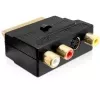 Wentronic Goobay προσαρμογέας SCART, βύσμα SCART αρσενικό σε 3 υποδοχές RCA θηλυκές + υποδοχή 4-Pin Mini-DIN θηλυκή, μαύρο 50499