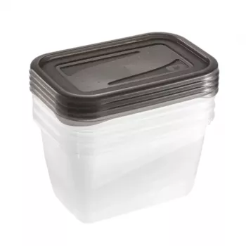 keeeper fredo fresh σετ δοχείων αποθήκευσης, 4 x 0,75 L, ορθογώνια, διαφανή με γκρι καπάκια 3067382700000