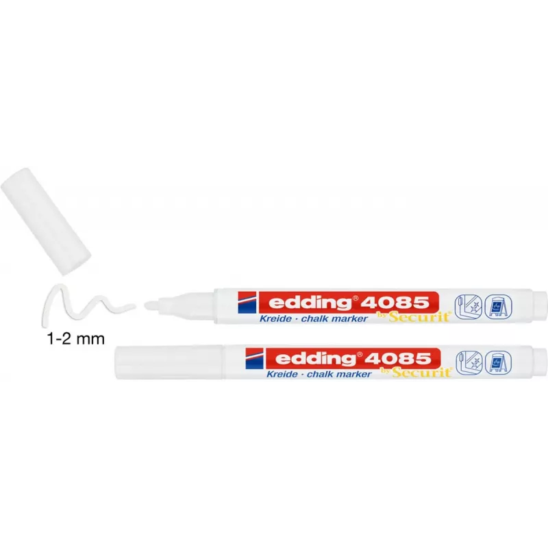 edding 4085/2W Μαρκαδόρος κιμωλίας λευκός 1-2 mm Συσκευασία 2 τεμ. 4-4085-2-1049