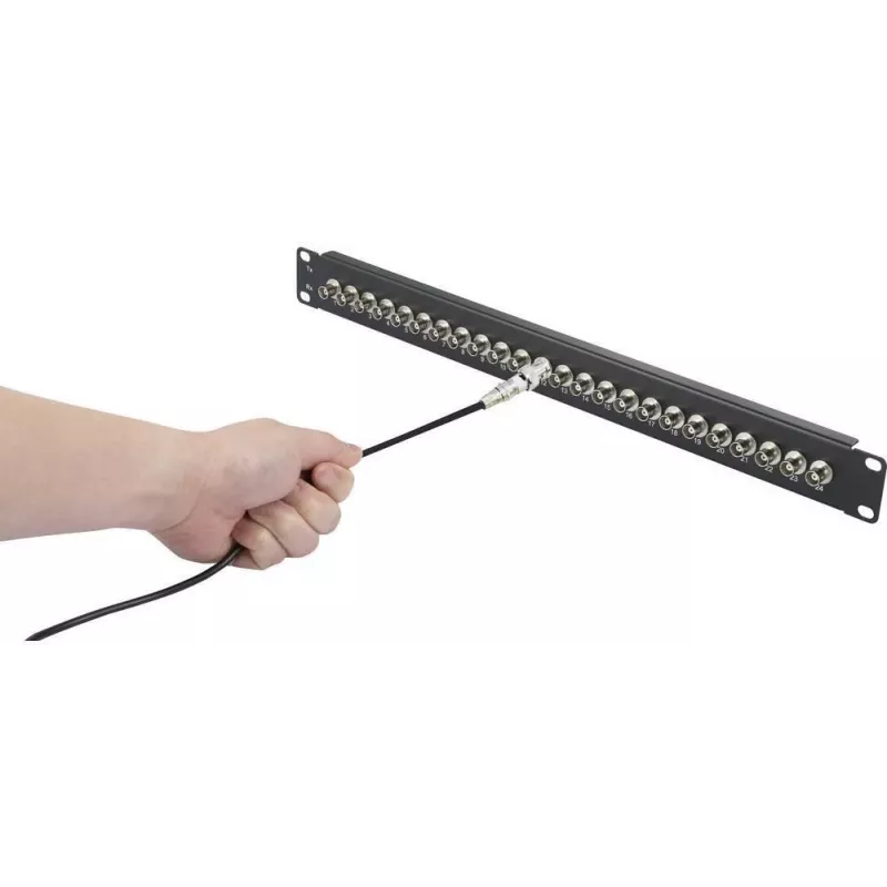 Renkforce RF-4541184 19 inch 1U patch panel BNC για ράφι, 16 θύρες, μαύρο