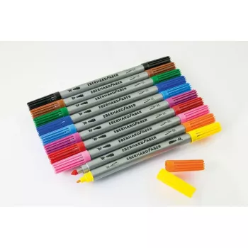 Faber-Castell Eberhard Faber COLORI σετ μαρκαδόρων ίνας διπλής μύτης, 10 διαφορετικά χρώματα, 2,0 mm λεπτές & 3,0-4,0 mm φαρδιές μύτες, χάρτινη θήκη 550010