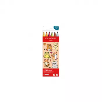 Caran d'Ache Fibralo Kawaii Animals Μαρκαδόροι, συσκευασία 6 τεμ., μελάνι με βάση το νερό, εφέ ακουαρέλας 185.803
