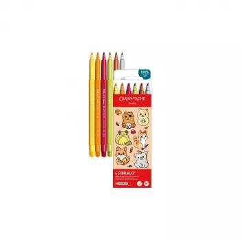 Caran d'Ache Fibralo Kawaii Animals Μαρκαδόροι, συσκευασία 6 τεμ., μελάνι με βάση το νερό, εφέ ακουαρέλας 185.803