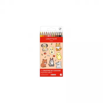 CARAN D'ACHE Swisscolor Kawaii Animals ξυλομπογιές ακουαρέλας, σετ 12 τεμ., ξύλο κέδρου, εξαγωνικές 1285.803