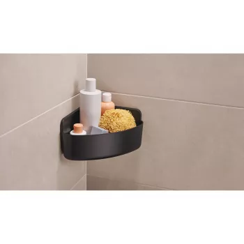 tesa LAVAA καλάθι ντουζιέρας για γωνίες, μαύρο ματ, αυτοκόλλητο, χωρίς τρύπημα, έως 6 kg 40518-00000-00