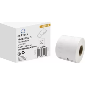 Renkforce RF-6027794 συμβατό ρολό ετικετών χαρτιού DYMO 99015, 70 x 54 mm, λευκό, μόνιμης κόλλησης, 320 ετικέτες