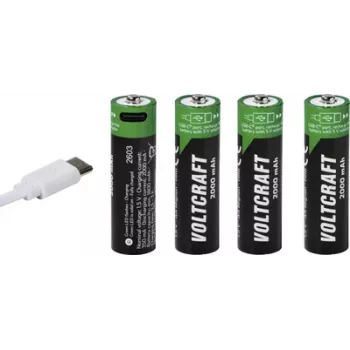 VOLTCRAFT AA Mignon μπαταρία Li-Ion 2000 mAh 1,5 V συσκευασία 4 τεμ. με λειτουργία φόρτισης USB-C (VC-17275570)