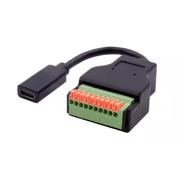 EXSYS EX-49124 Καλώδιο προσαρμογέα USB-C θηλυκό σε 10-Pin βιδωτό μπλοκ με κουμπί, USB 3.2 Gen 1, 15 cm