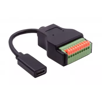 EXSYS EX-49124 Καλώδιο προσαρμογέα USB-C θηλυκό σε 10-Pin βιδωτό μπλοκ με κουμπί, USB 3.2 Gen 1, 15 cm