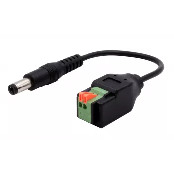 EXSYS EX-49140 Καλώδιο προσαρμογέα DC βύσμα 5,5x2,1mm σε 2-Pin βιδωτό μπλοκ, 15 cm, Push-Button