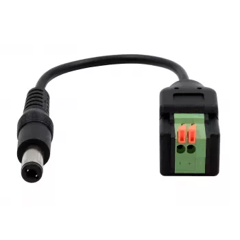 EXSYS EX-49140 Καλώδιο προσαρμογέα DC βύσμα 5,5x2,1mm σε 2-Pin βιδωτό μπλοκ, 15 cm, Push-Button