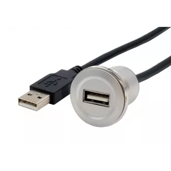 EXSYS EX-49181 καλώδιο επέκτασης USB 2.0 για τοποθέτηση σε πάνελ, υποδοχή USB-A σε βύσμα USB-A, 30 cm, μεταλλική πλάκα