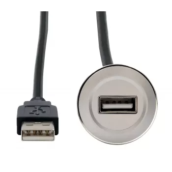 EXSYS EX-49181 καλώδιο επέκτασης USB 2.0 για τοποθέτηση σε πάνελ, υποδοχή USB-A σε βύσμα USB-A, 30 cm, μεταλλική πλάκα