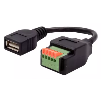 EXSYS EX-49128 Καλώδιο προσαρμογέα USB-A υποδοχή θηλυκή σε 5-Pin μπλοκ ακροδεκτών με διακόπτη πίεσης, USB 2.0, 15 cm