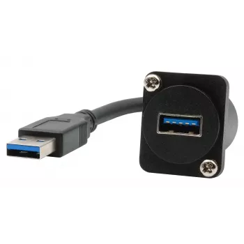 EXSYS EX-49164 Καλώδιο προσαρμογέα ενσωμάτωσης D-Typ USB 3.2 Gen 1, USB-A βύσμα αρσενικό σε υποδοχή θηλυκή, 20 cm, μαύρο
