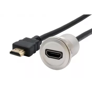 EXSYS EX-49180 Μεταλλικός προσαρμογέας HDMI για τοποθέτηση σε πάνελ, υποδοχή θηλυκή σε βύσμα αρσενικό, 30 cm