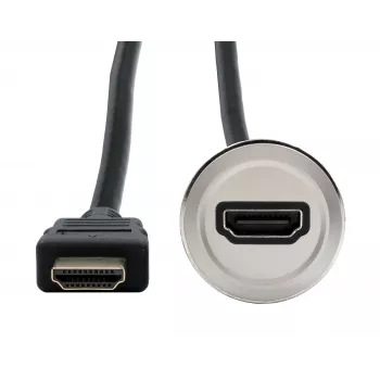 EXSYS EX-49180 Μεταλλικός προσαρμογέας HDMI για τοποθέτηση σε πάνελ, υποδοχή θηλυκή σε βύσμα αρσενικό, 30 cm