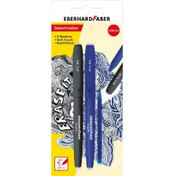 Faber-Castell Eberhard Faber Erase it! πένα gel, 0,7 mm, μπλε, σετ δράσης, συσκευασία blister 582103