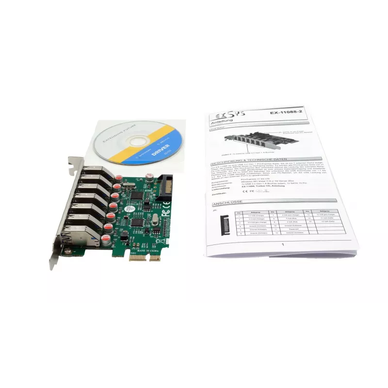 EXSYS κάρτα PCIe USB 3.2 Gen 1 με 7 θύρες (chipset VIA) EX-11088-2