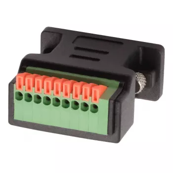 EXSYS EX-49111 προσαρμογέας υποδοχή 9-Pin D-Sub σε μπλοκ ακροδεκτών 9-Pin με μπουτόν, γκρι