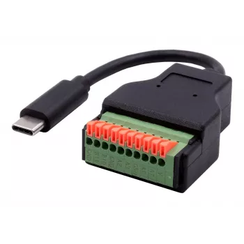 EXSYS EX-49125 καλώδιο προσαρμογέα βύσμα USB-C αρσενικό σε terminal block 10-Pin με μπουτόν, 15 cm, USB 3.2 Gen 1