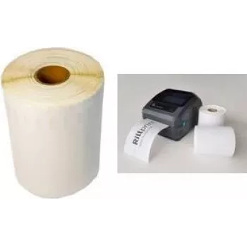 RILLPRINT 57 x 32 mm λευκές ετικέτες άμεσης θερμικής εκτύπωσης πολυπροπυλενίου για εκτυπωτές Zebra, μόνιμη κόλλα, 1 ρολό, 1000 ετικέτες 85334