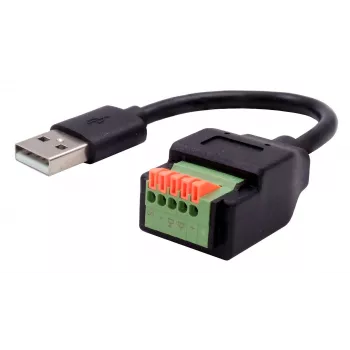 EXSYS καλώδιο προσαρμογέα βύσμα USB-A αρσενικό σε terminal block 5-Pin με μπουτόν, USB 2.0, 15 cm EX-49129