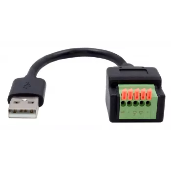 EXSYS καλώδιο προσαρμογέα βύσμα USB-A αρσενικό σε terminal block 5-Pin με μπουτόν, USB 2.0, 15 cm EX-49129