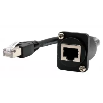 EXSYS Καλώδιο προσαρμογέα D-Typ RJ45 υποδοχή θηλυκή σε βύσμα αρσενικό, CAT.5e, 20 cm, μαύρο EX-49159