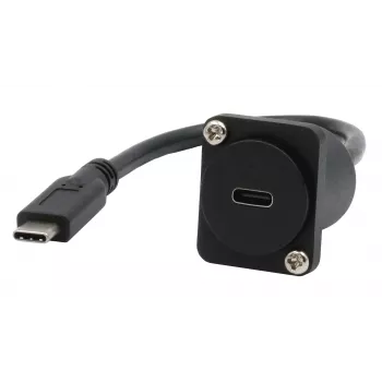 EXSYS EX-49166 Καλώδιο προσαρμογέα D-Typ USB-C υποδοχή θηλυκή σε βύσμα αρσενικό, USB 3.2 Gen 2, 20 cm, μαύρο