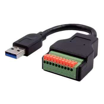 EXSYS EX-49127 Καλώδιο Προσαρμογέα USB-A Βύσμα σε 10-Pin Terminal Block με Κουμπί, USB 3.2 Gen 1, 15 cm