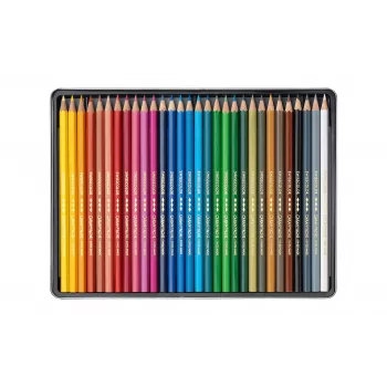 CARAN D'ACHE Swisscolor Αδιάβροχα Χρωματιστά Μολύβια, 30 Διάφορα Χρώματα, Ξύλο Κέδρου, Εξαγωνικά, Μεταλλικό Κουτί 1284.730
