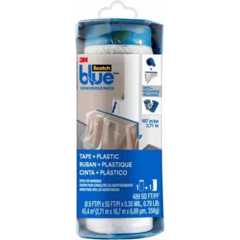 3M PTD2093EL-107 ScotchBlue™ Μεμβράνη Κάλυψης με Ενσωματωμένη Ταινία, Μπλε, 17 m x 2,7 m, 1 Ρολό