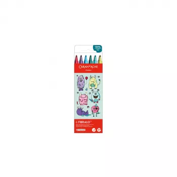 CARAN D'ACHE Fibralo Kawaii Monsters Μαρκαδόροι Ίνας, Σετ 6 Τεμαχίων, Με Βάση το Νερό, Υδατοδιαλυτό Μελάνι, Χρήση Στεγνά ή Υγρά (185.801)