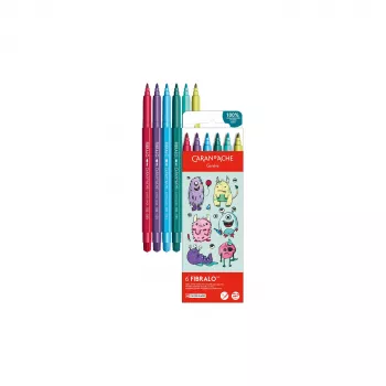 CARAN D'ACHE Fibralo Kawaii Monsters Μαρκαδόροι Ίνας, Σετ 6 Τεμαχίων, Με Βάση το Νερό, Υδατοδιαλυτό Μελάνι, Χρήση Στεγνά ή Υγρά (185.801)