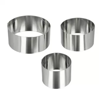 Metaltex Στρογγυλοί δακτύλιοι μαγειρέματος ανοξείδωτου χάλυβα, σετ 3 τεμ., ασημί, ύψος 45 mm 204536010
