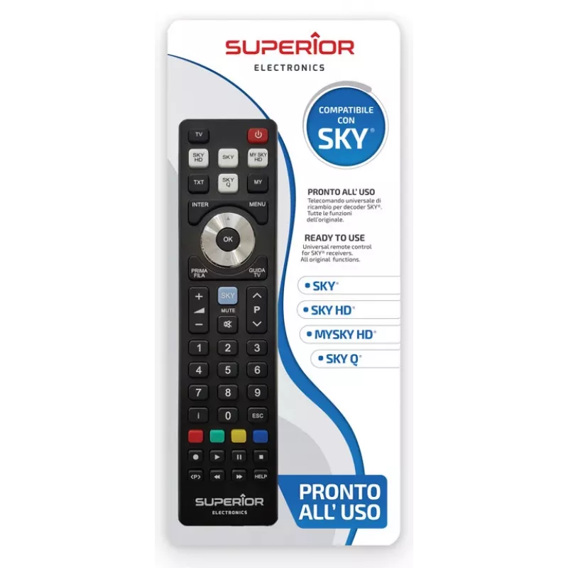 SUPERIOR ELECTRONICS τηλεχειριστήριο αντικατάστασης SUPTRB027 για Sky - μαύρο