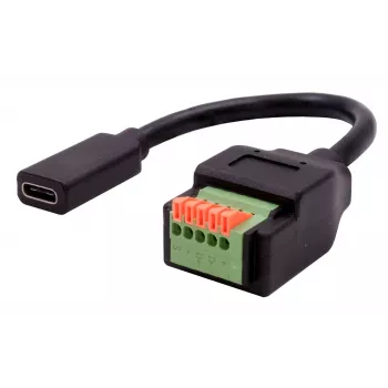 EXSYS EX-49122 Προσαρμογέας USB-C υποδοχή θηλυκή σε 5-Pin κλέμμενμπλοκ με μπουτόν, USB 2.0, 15 cm