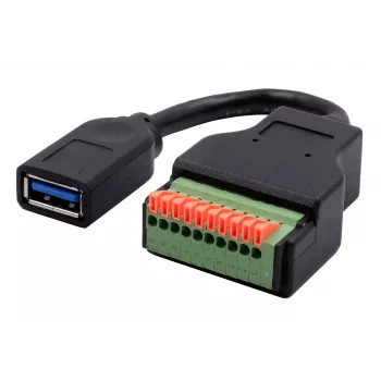 EXSYS EX-49126 Καλώδιο προσαρμογέα USB-A υποδοχή θηλυκή σε 10-Pin Terminalblock με μπουτόν, USB 3.2 Gen 1, 15 cm
