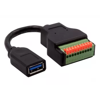 EXSYS EX-49126 Καλώδιο προσαρμογέα USB-A υποδοχή θηλυκή σε 10-Pin Terminalblock με μπουτόν, USB 3.2 Gen 1, 15 cm